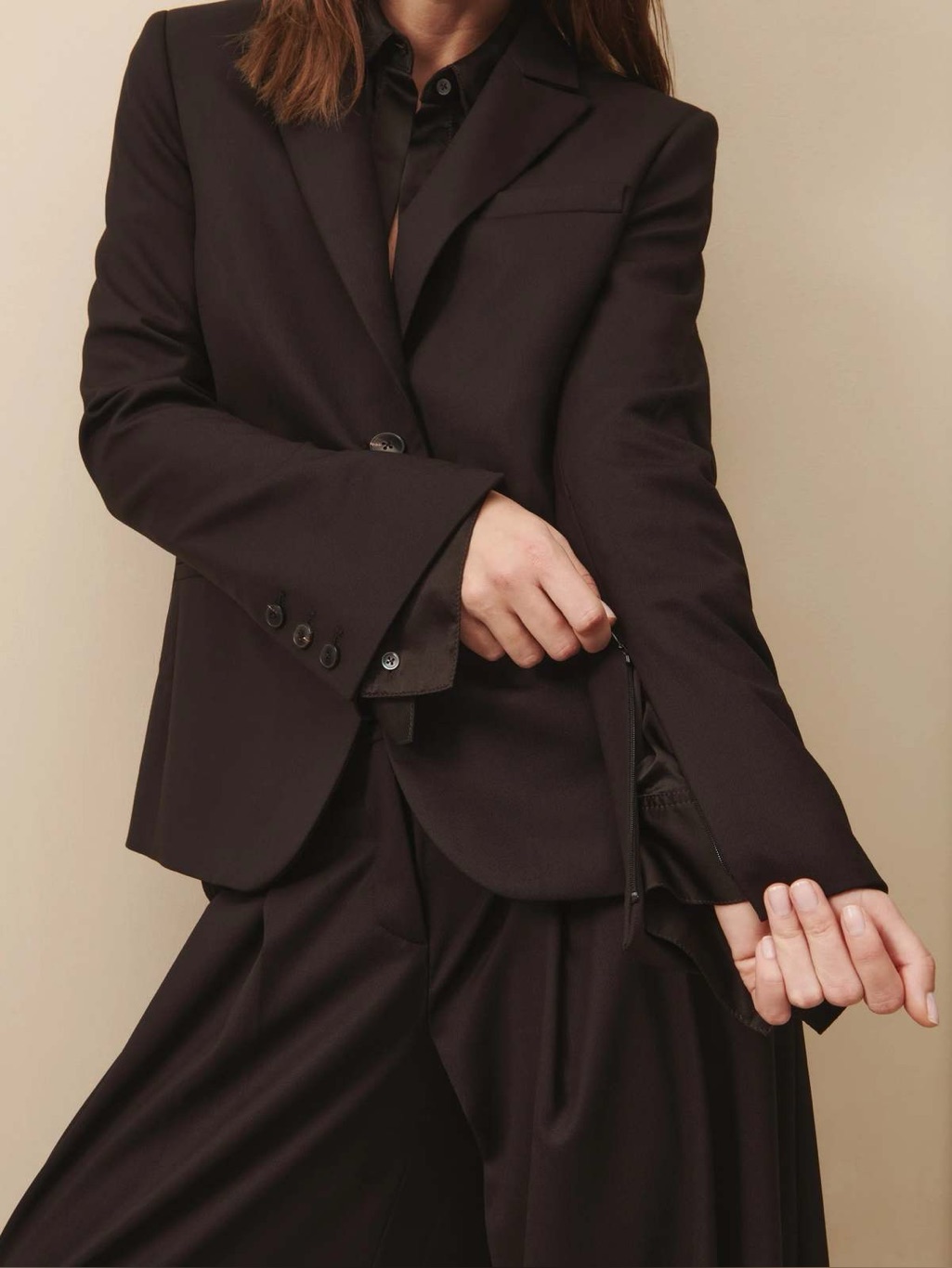 Nwt $695 Twp Stretch Cotton Boyfriend Blazer With Zip Sleeves